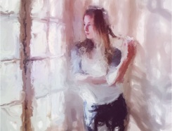 window girl painted